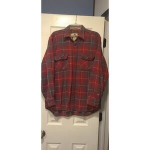 FIELD & STREAM Button Heavy Flannel Shirt Classic Red Lumberjack Plaid Mens L